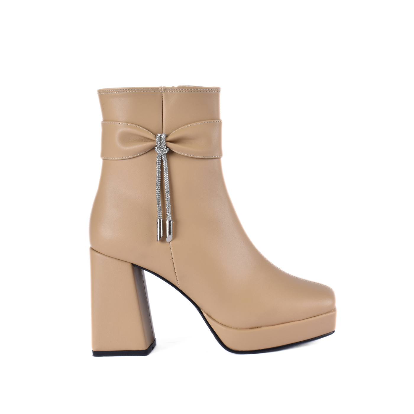 Simple Flat Leather Ankle Boot With Buckle Melouk