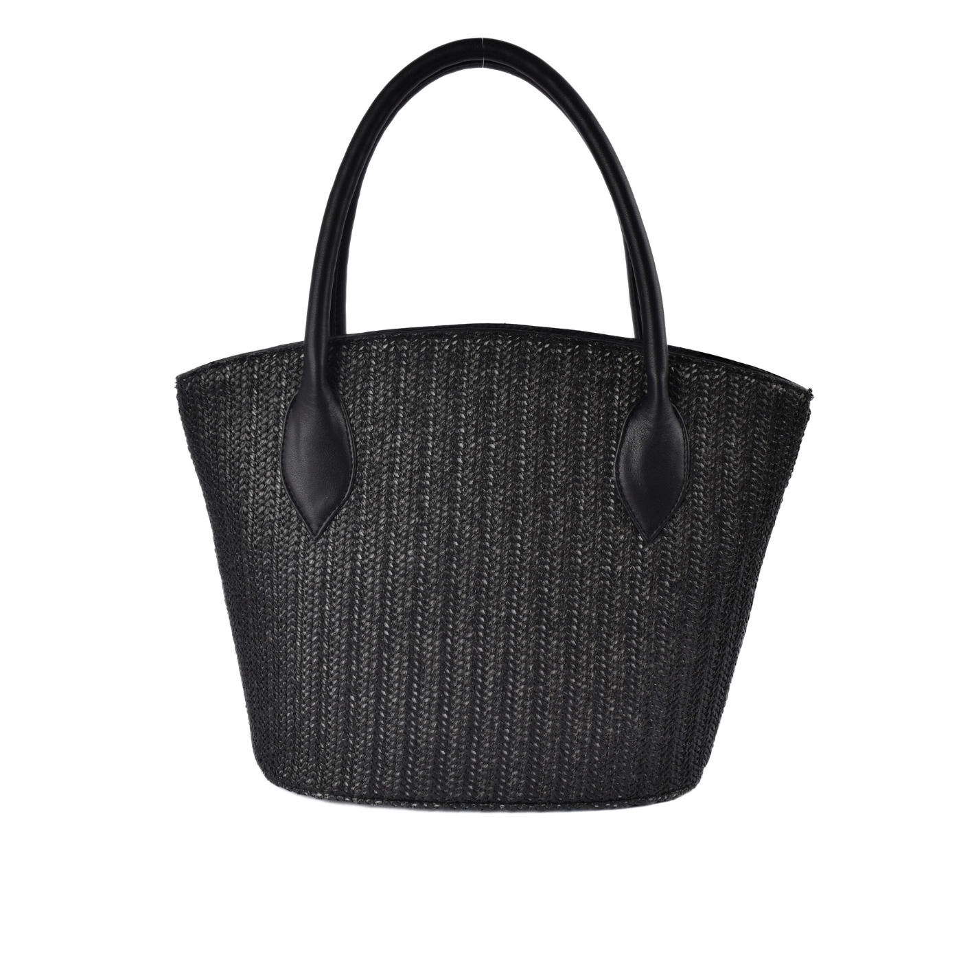 Woven Shoulder Bag With Leather Handles Black Melouk