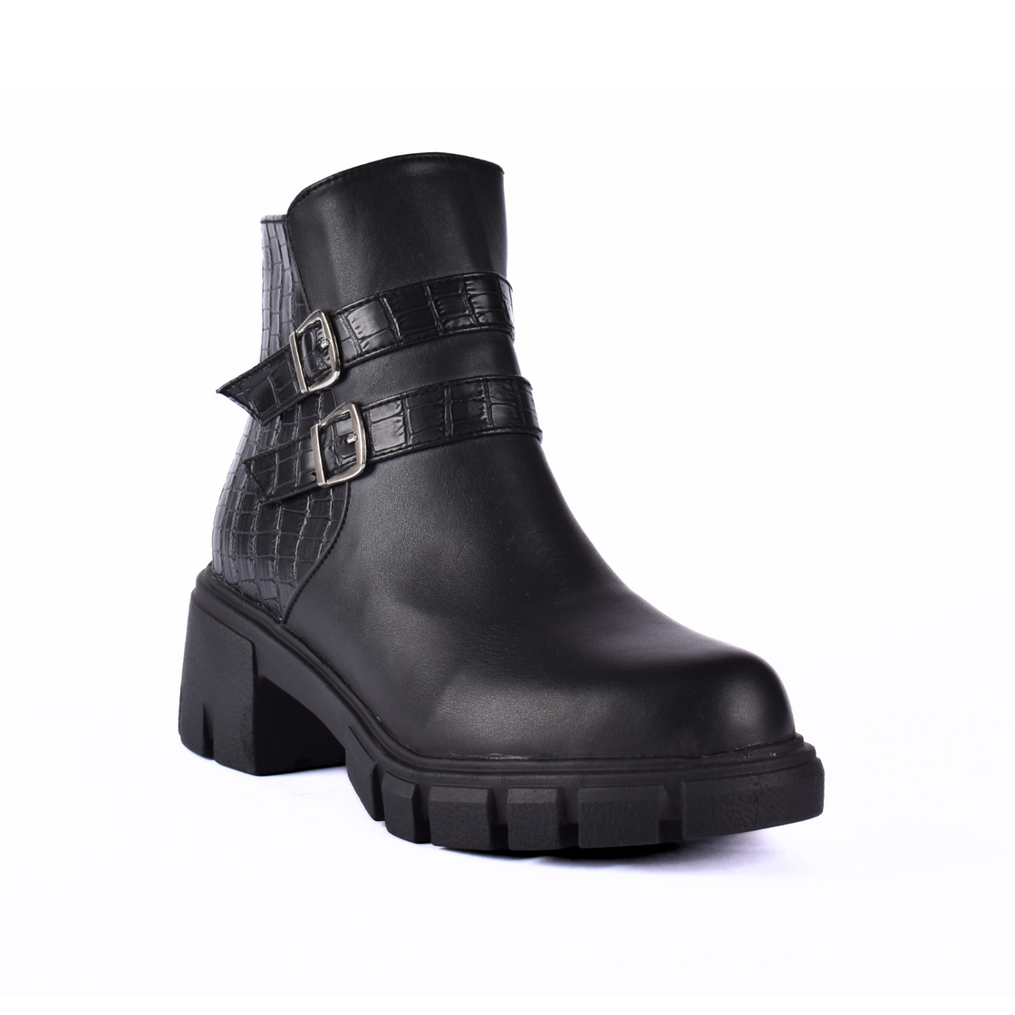 Leather Ankle Boots With Double Buckle