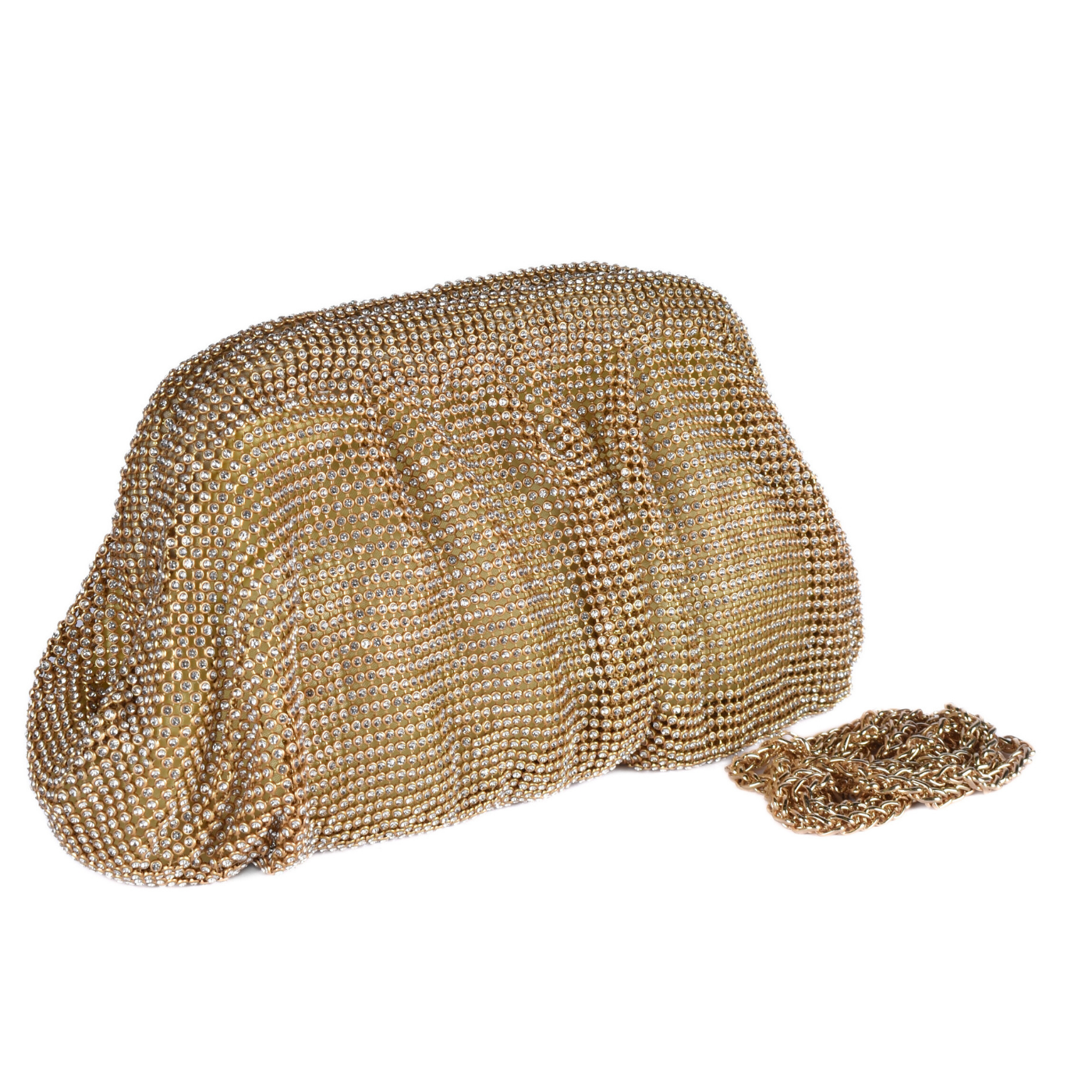 Golden Rhinestone Clutch with Handle
