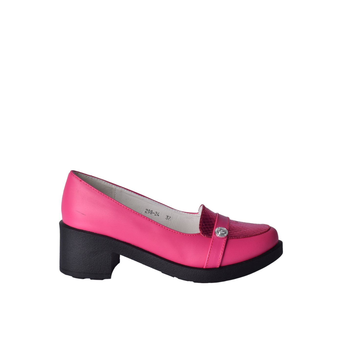 Leather Casual Loafer With Studs Fuchsia Melouk