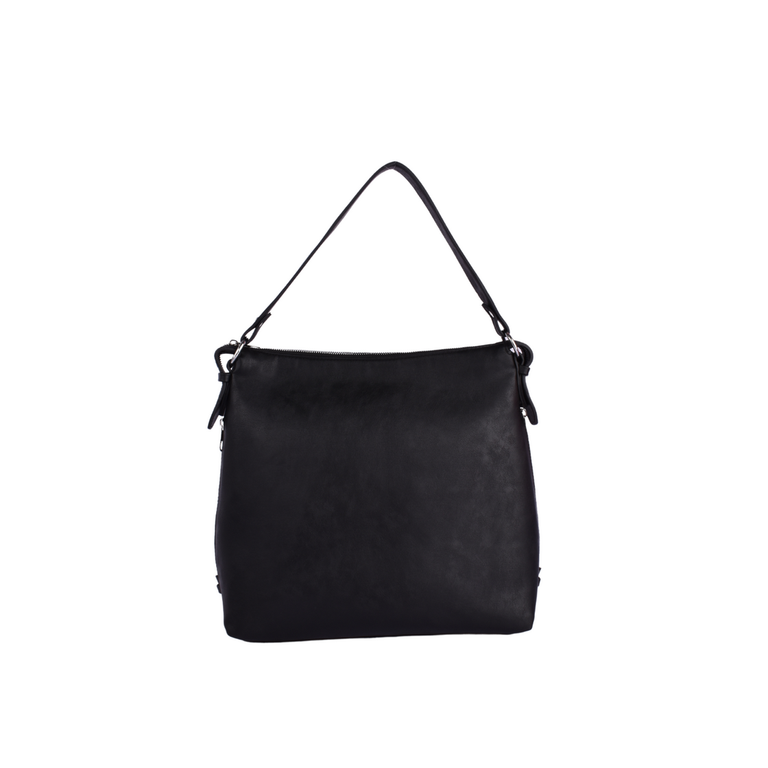 Black Basic Shoulder Bag with Zipper