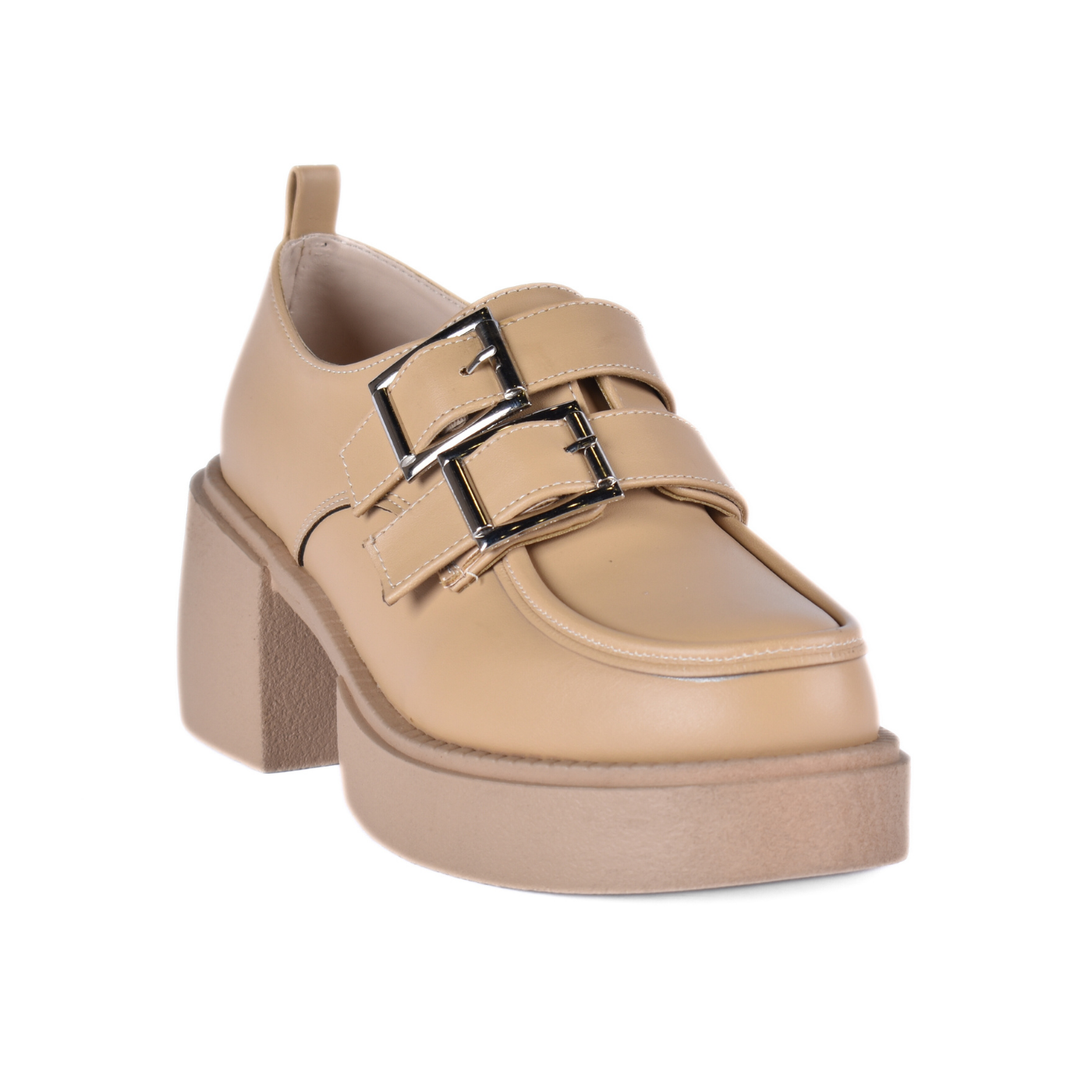 Faux Leather Loafers Beige Melouk