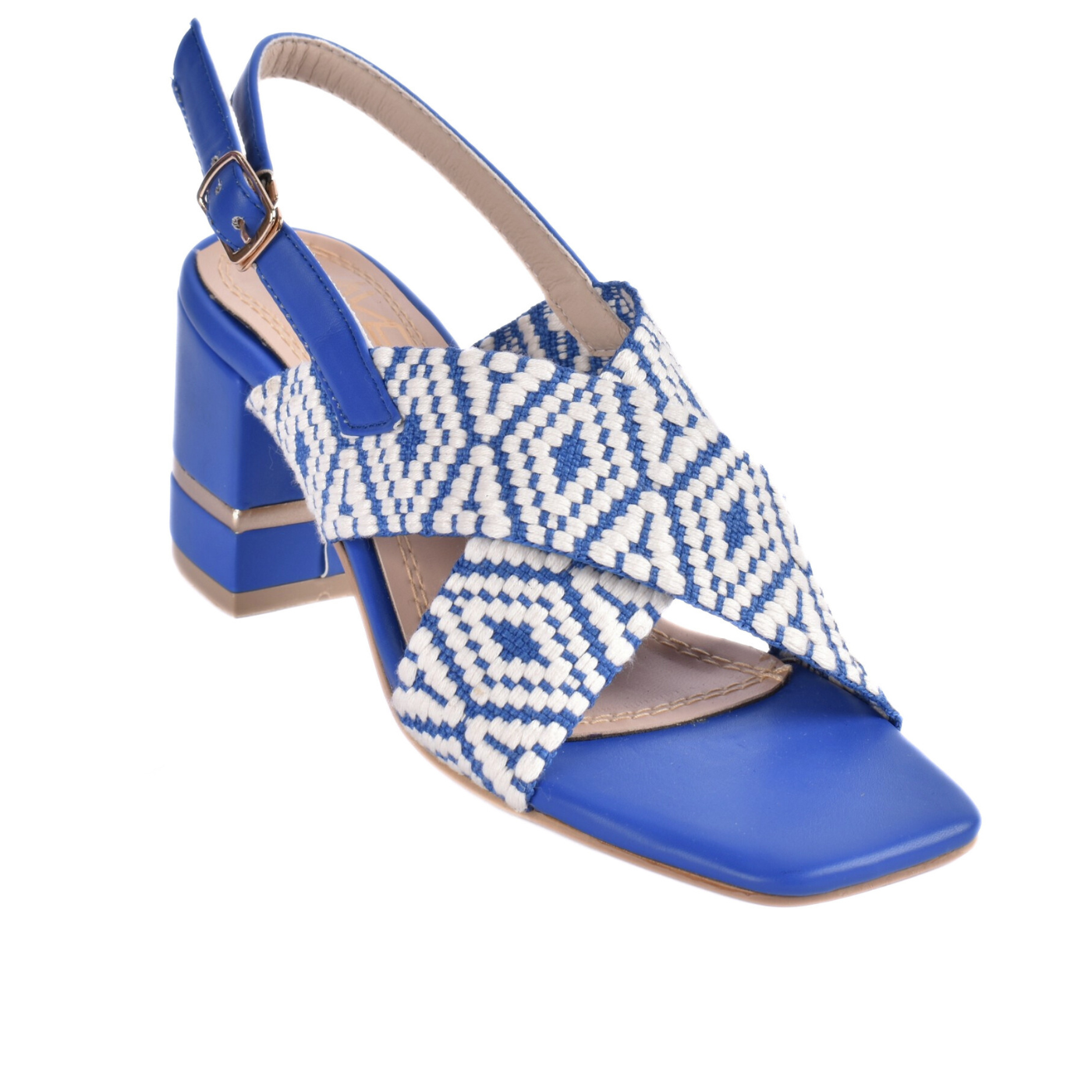 Elegant Cross-Strap Sandal Featuring A Beautifully Embellished Strap Blue Melouk