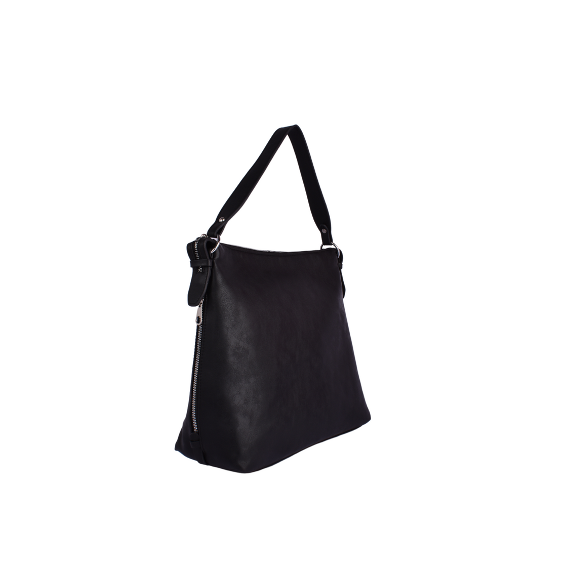 Black Basic Shoulder Bag with Zipper