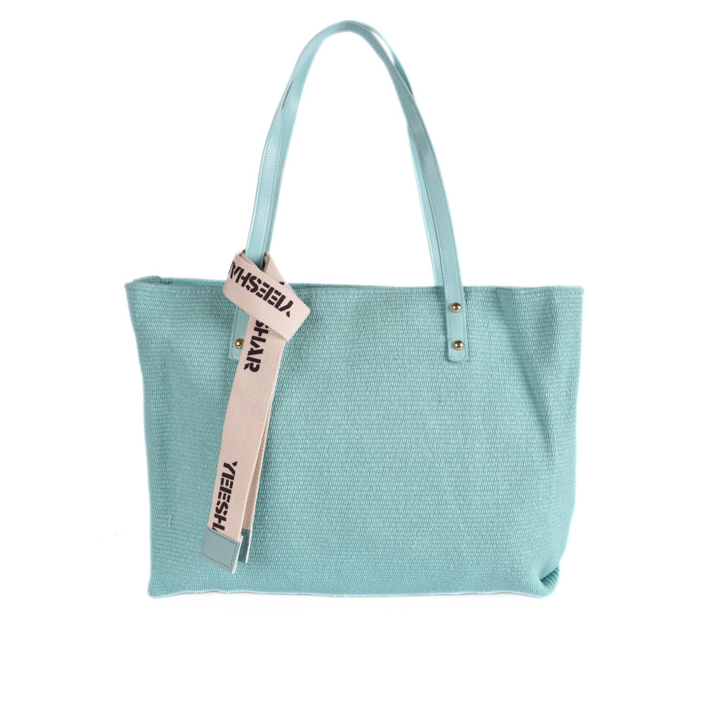 Casual Fabric Handbag Turquoise With Decorative Strap Melouk