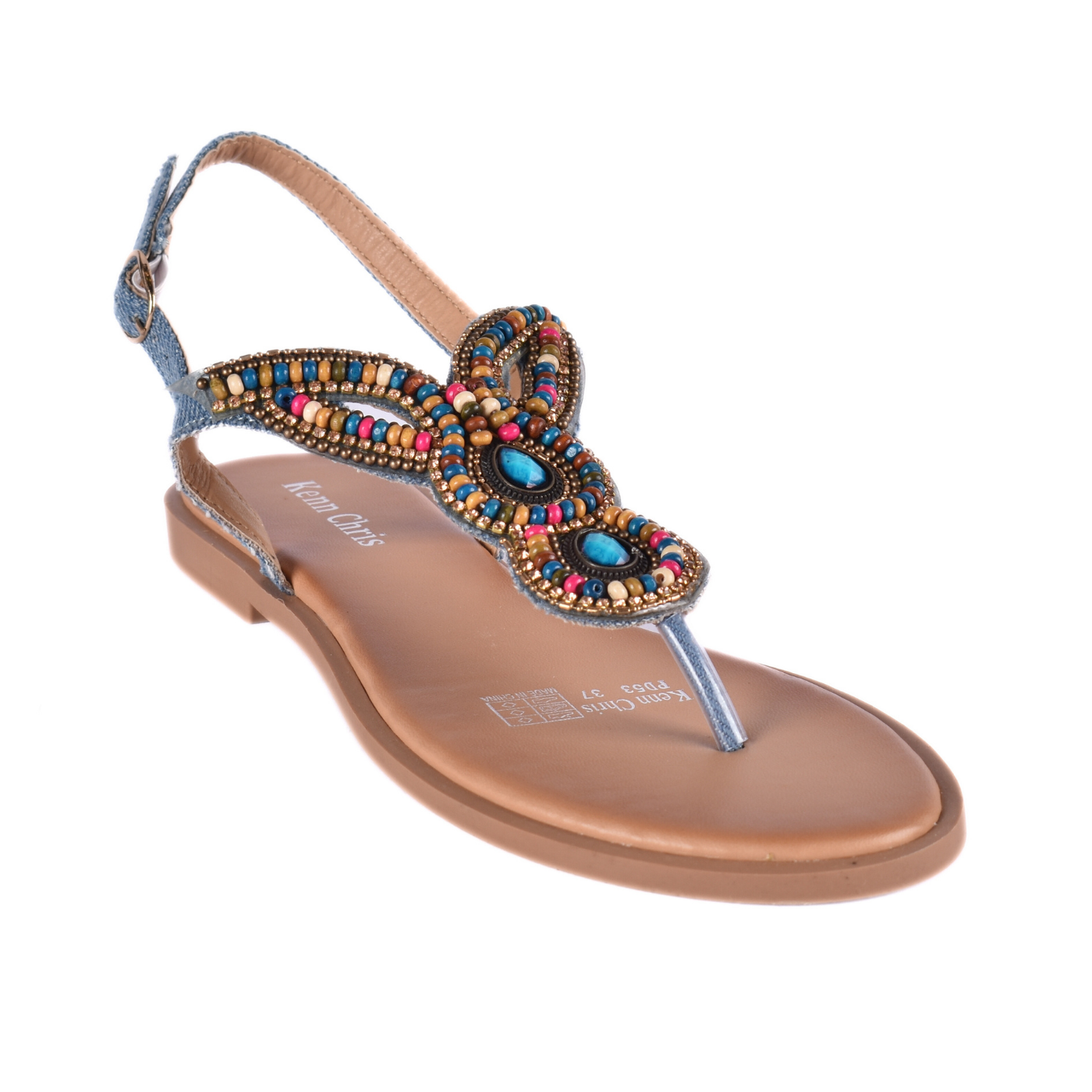 Flat Sandal With Details Light blue Melouk