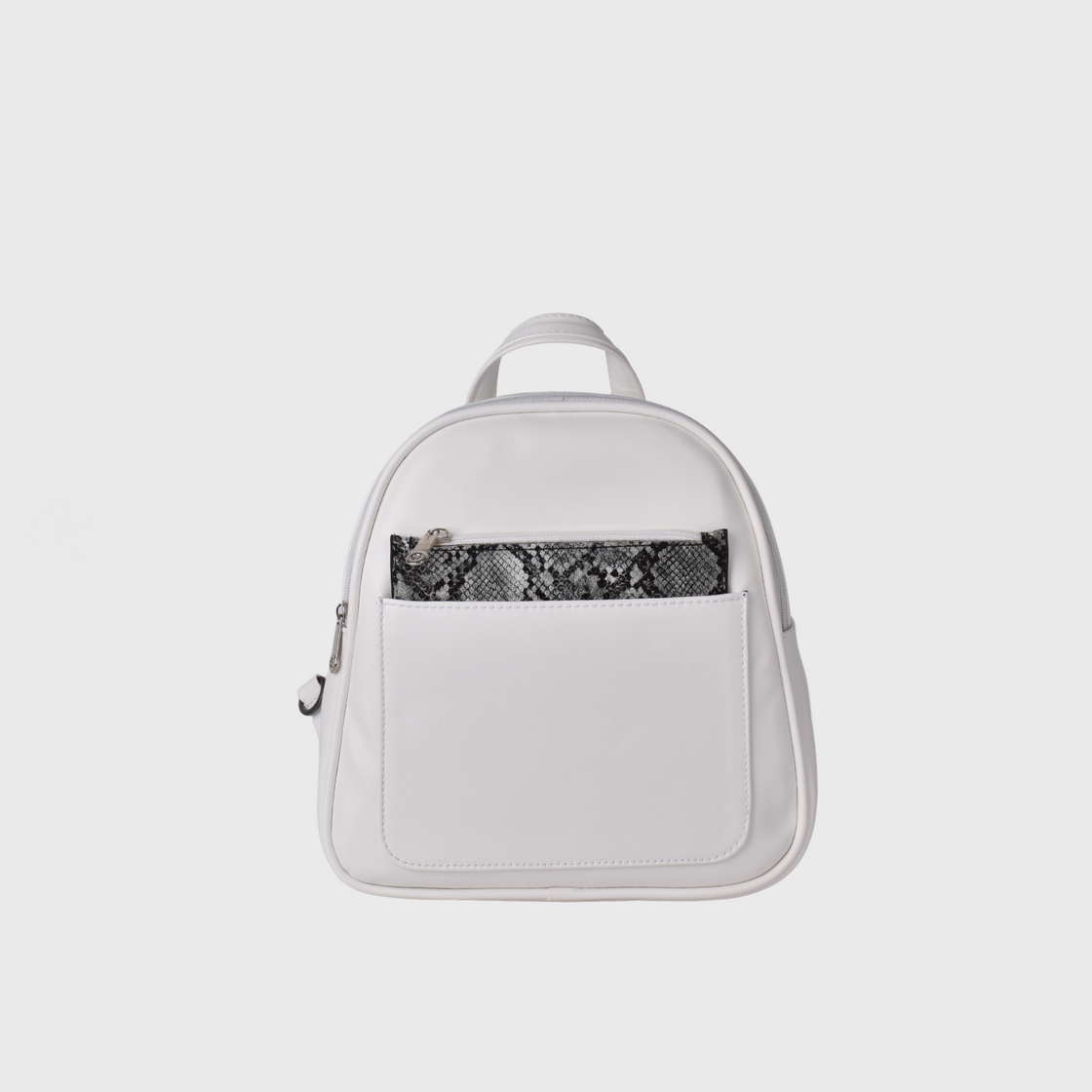 Leather Backpack with pocket-White