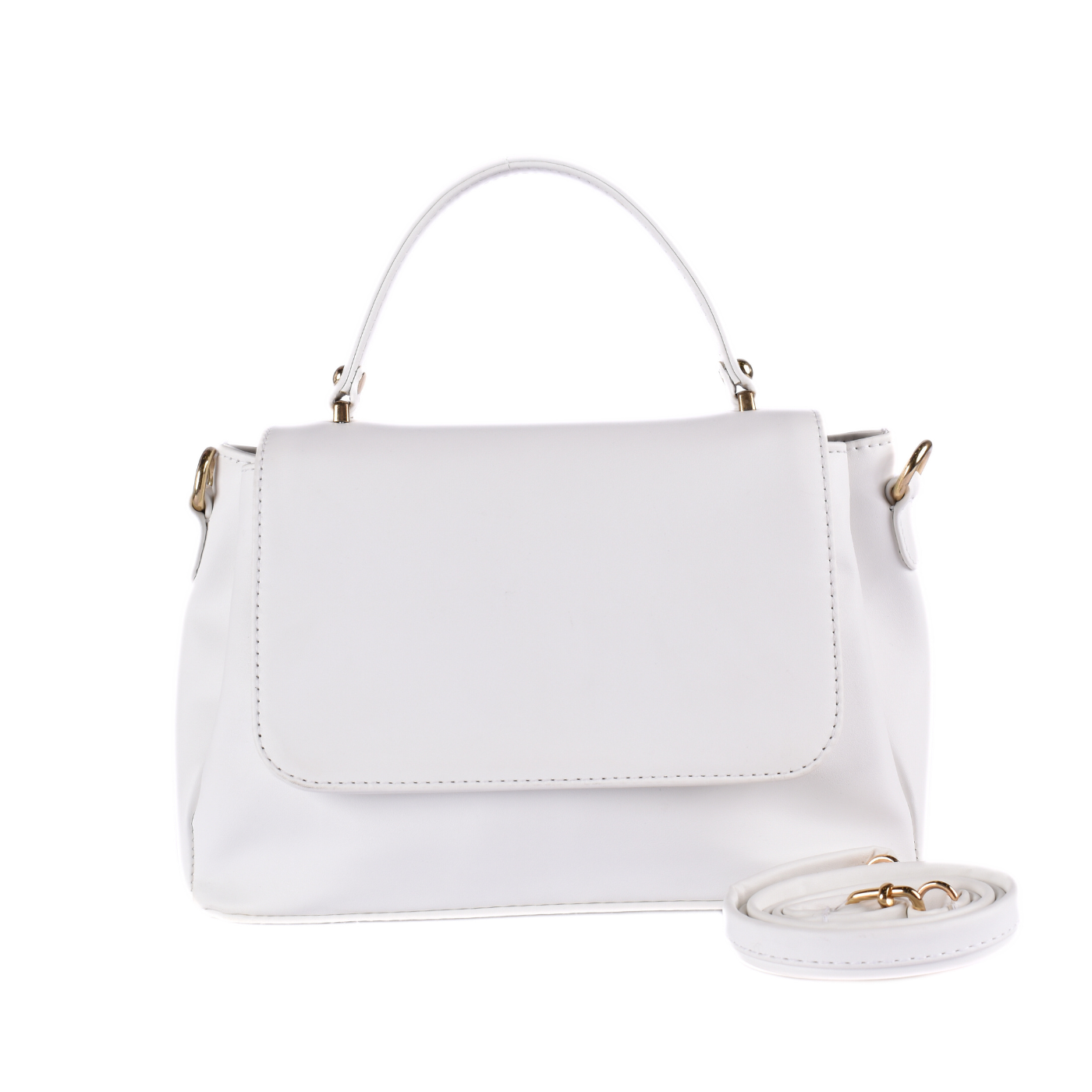 Leather Hand Bag With Handle white