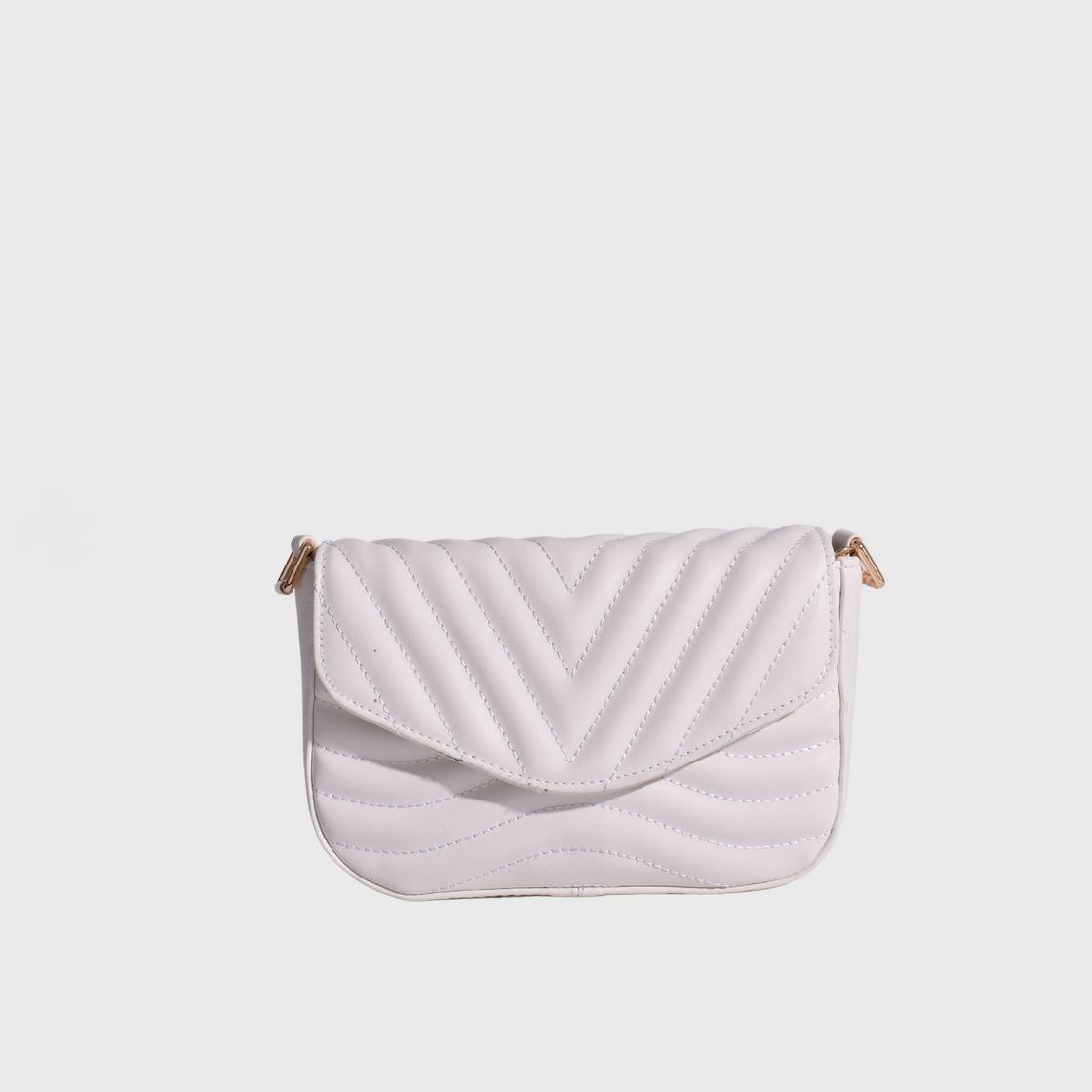 White Leather Mini Bag With Zipper