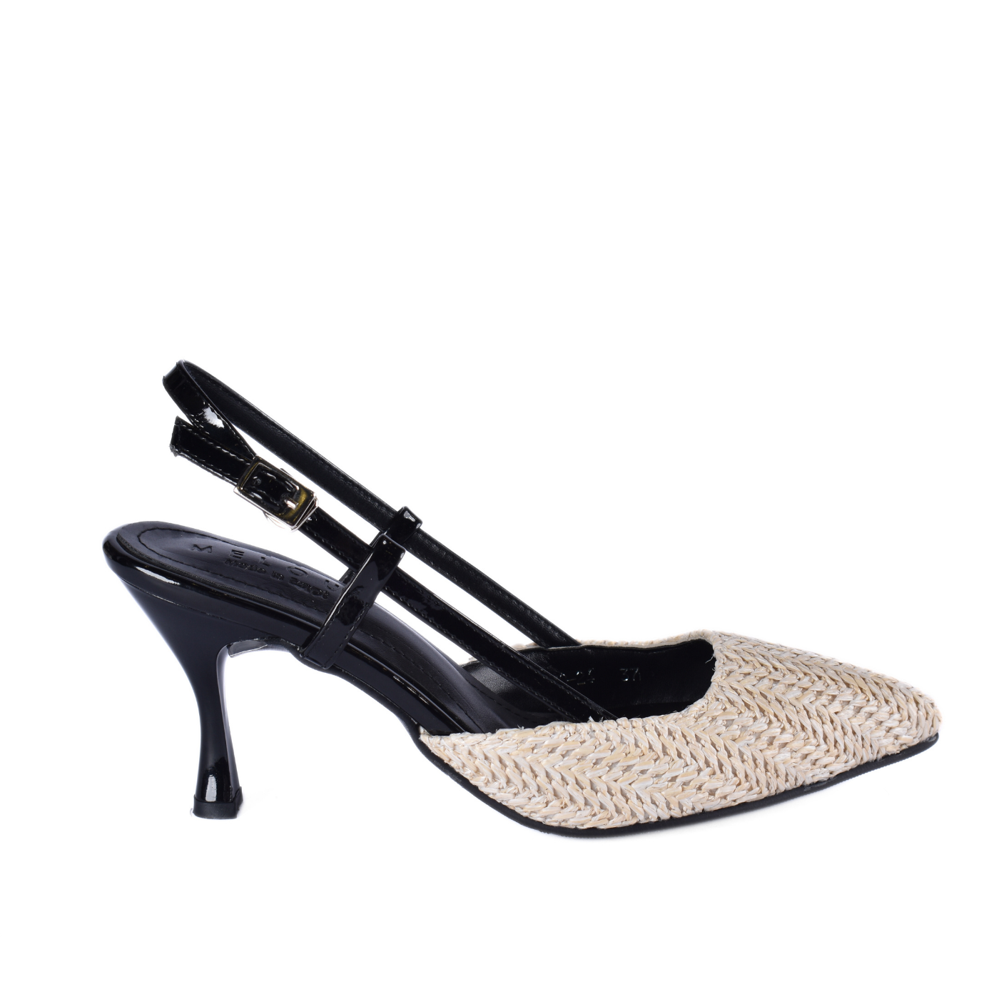 Intercciato Semi Squared Heeled Sandal