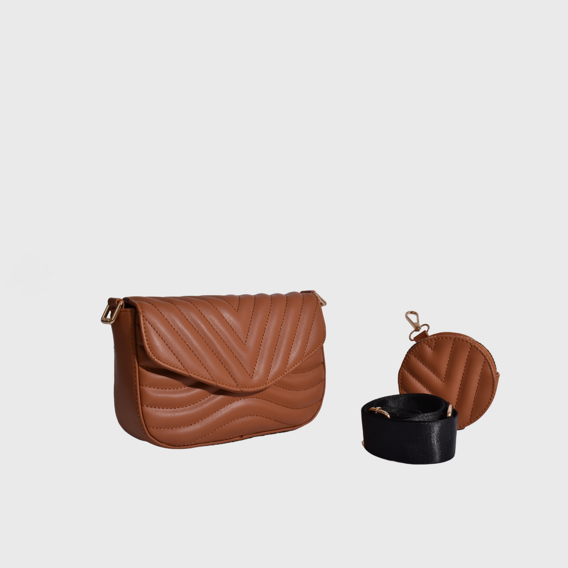 Havana Leather Mini Bag With Zipper