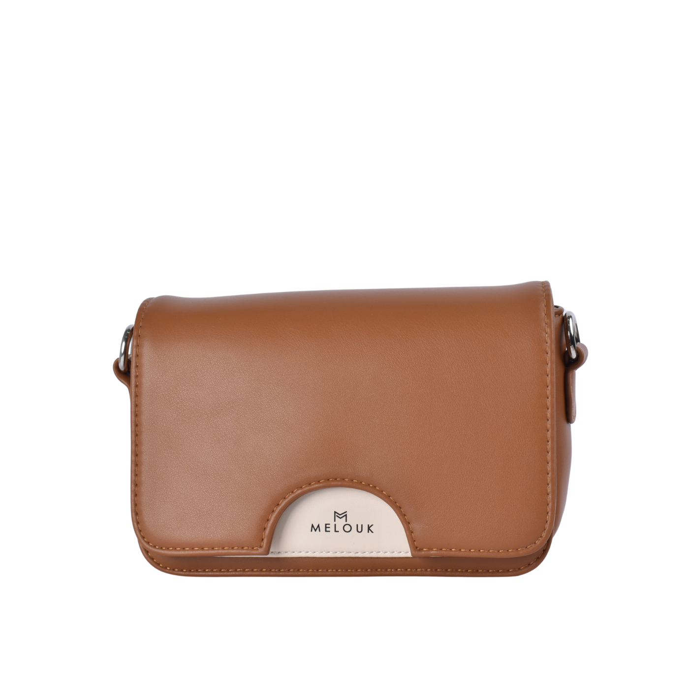 Minimal Leather Crossbody Bag with Elegant Details Havana