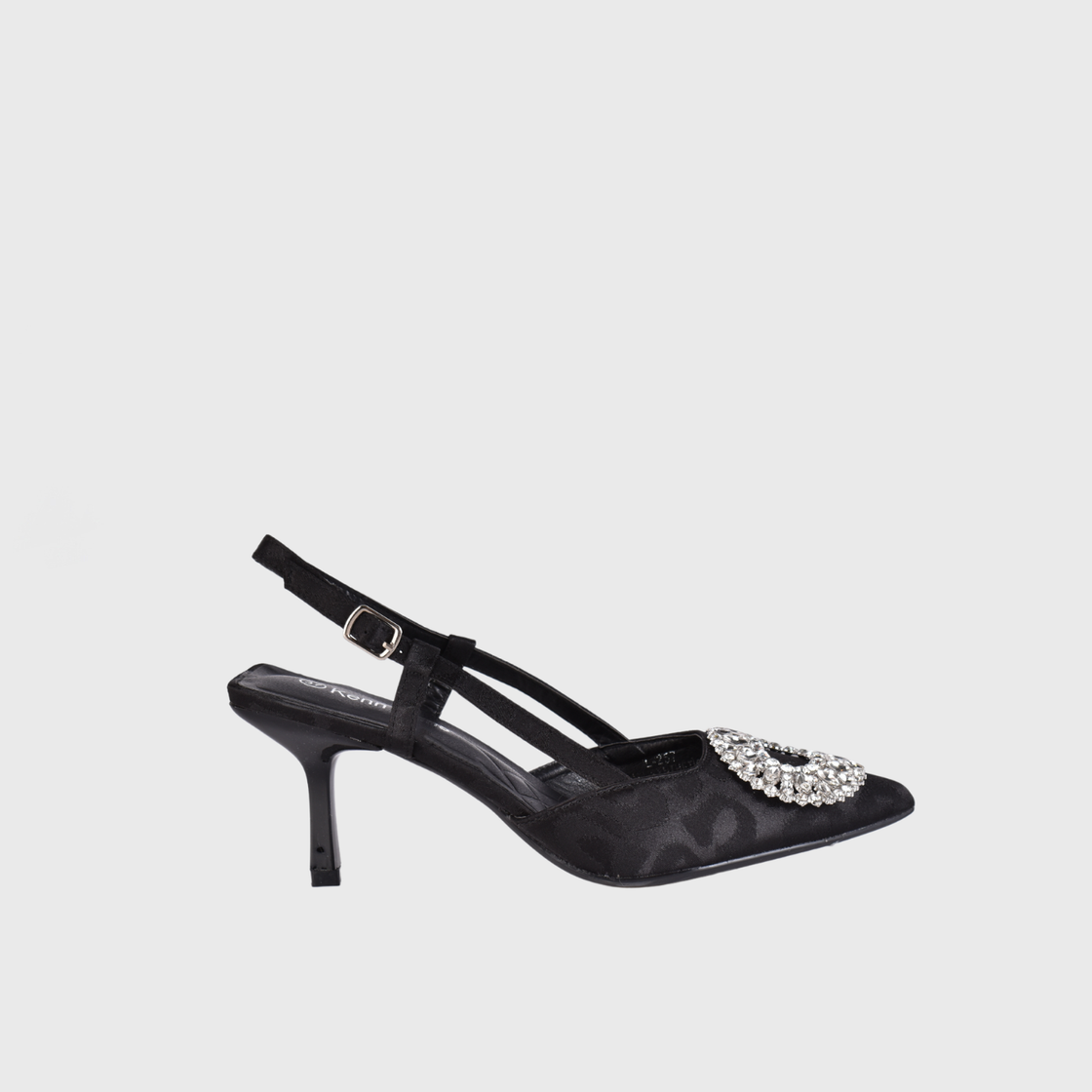 Sandal Buckle Mule With Slingback Strap Black