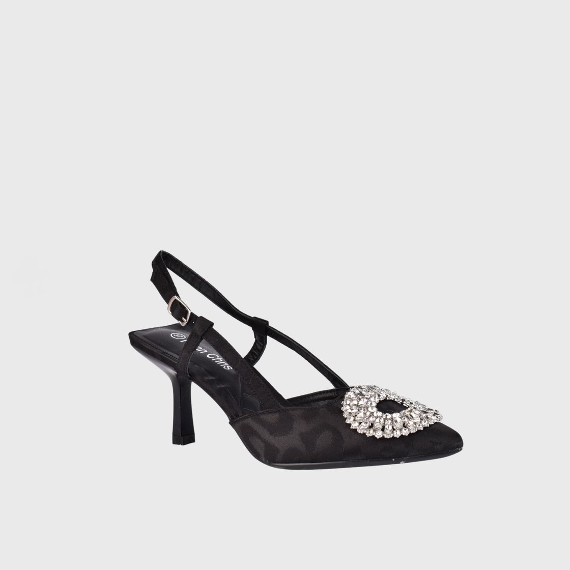 Sandal Buckle Mule With Slingback Strap Black