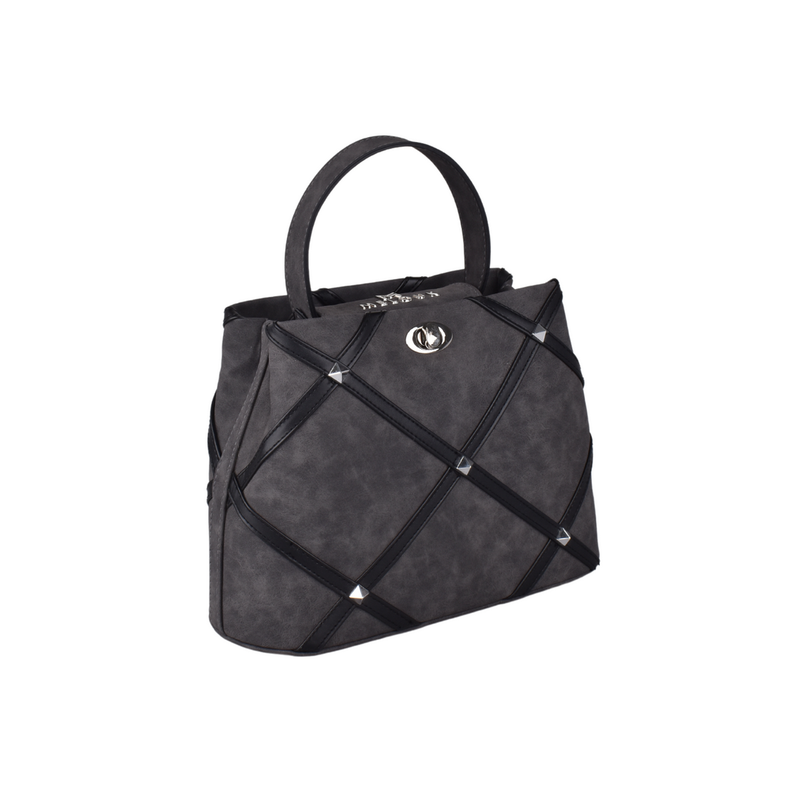 Embossed Leather Handbag with Studs