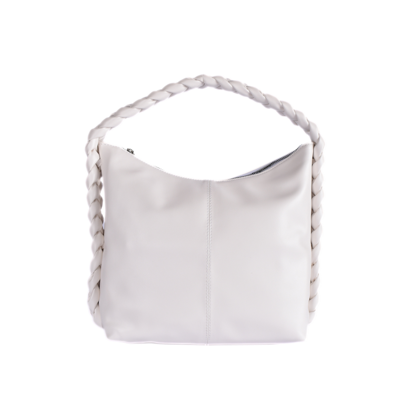 Zipper Closure Shoulder Bag White Melouk