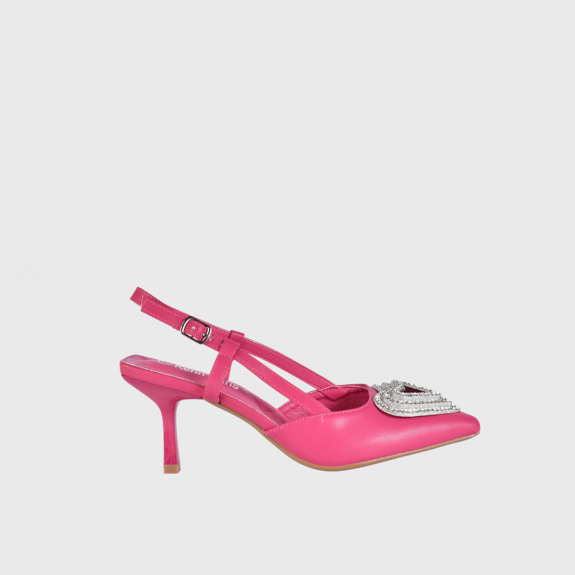 Fuchsia Sandal Buckle Mule With Slingback Strap