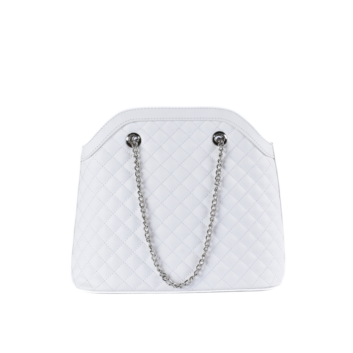 Embossed Leather Shoulder Bag White Melouk
