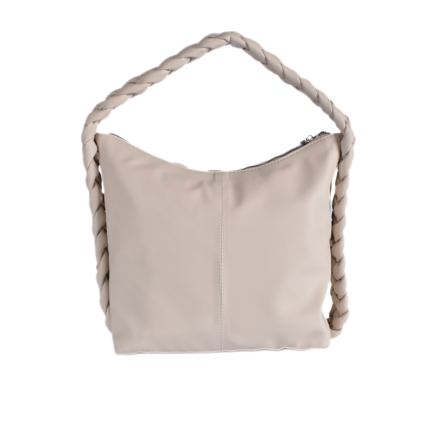 Zipper Closure Shoulder Bag Beige Melouk
