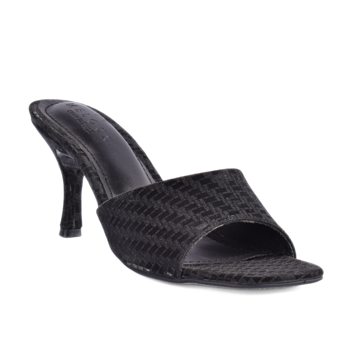Elegant High Heel Sandal With Sparkling Finish Black Melouk