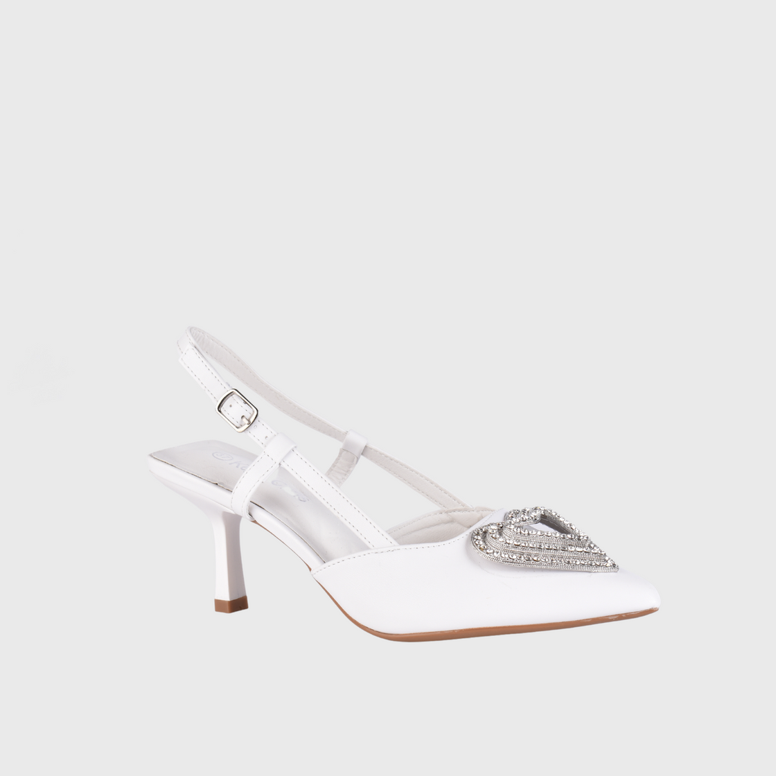 White Sandal Buckle Mule With Slingback Strap