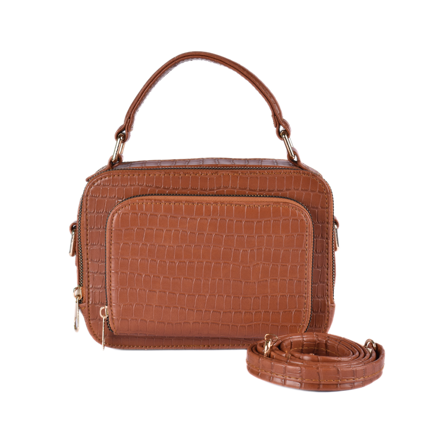Leather Cross Body Bag With Zipper Havana Melouk