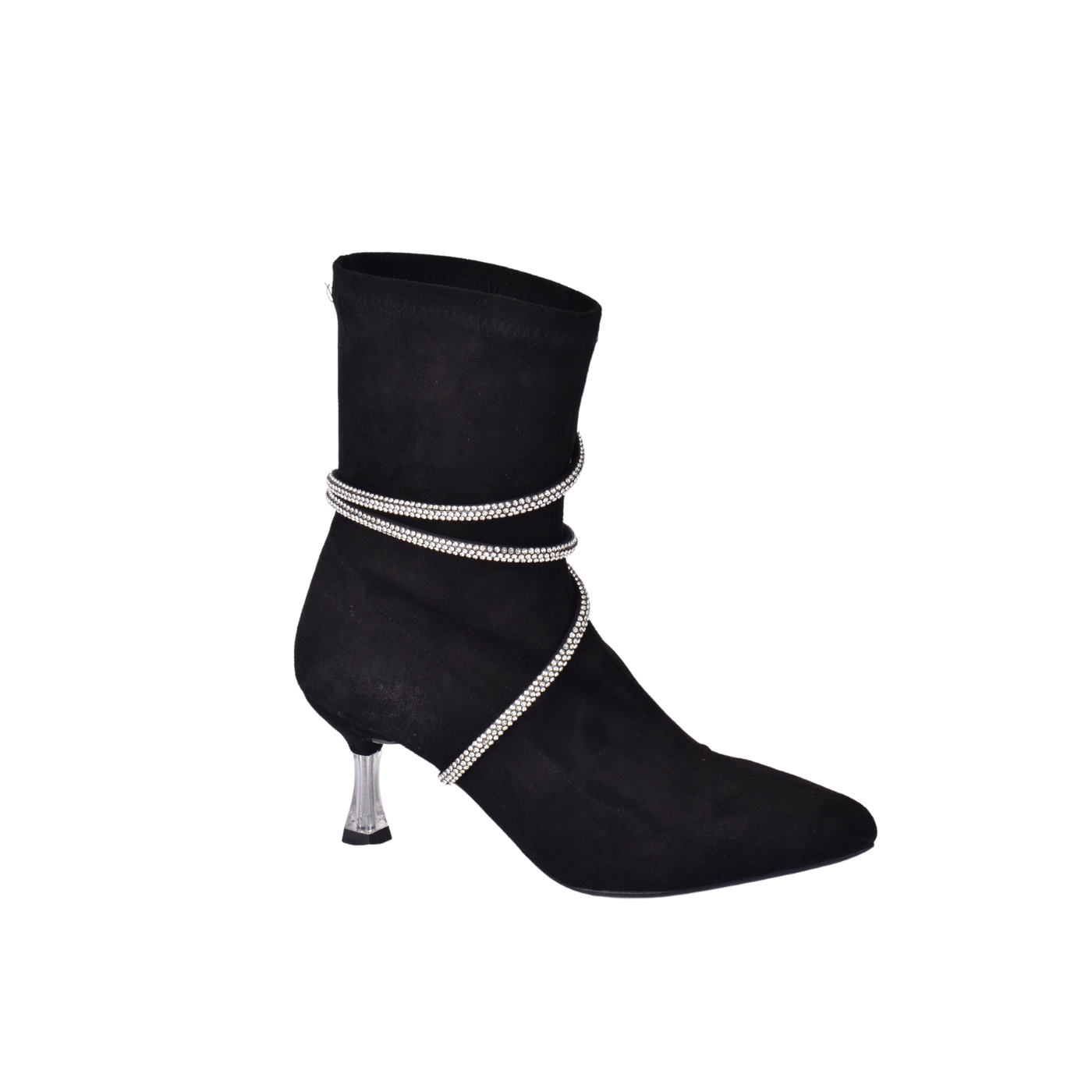 Suede Ankle Boots With Vinyl Heel