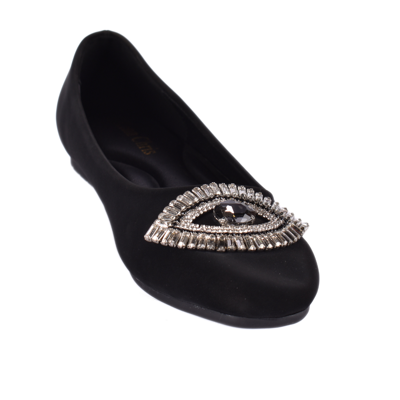 Tudded Throat Slip On Leather Flats Black Melouk