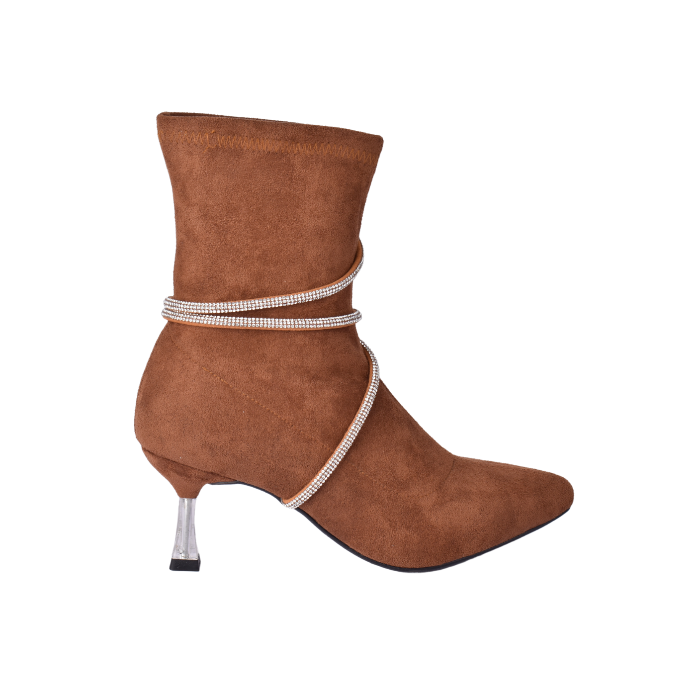 Suede Ankle Boots With Vinyl Heel
