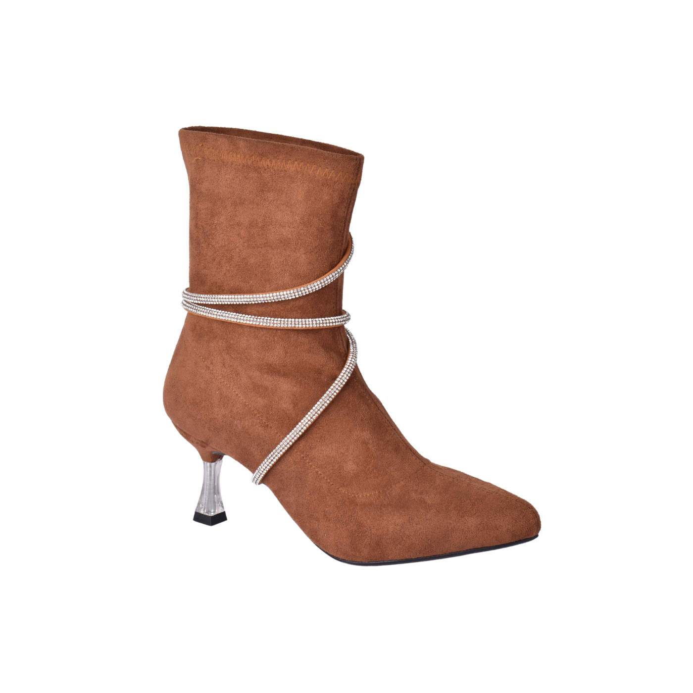 Suede Ankle Boots With Vinyl Heel
