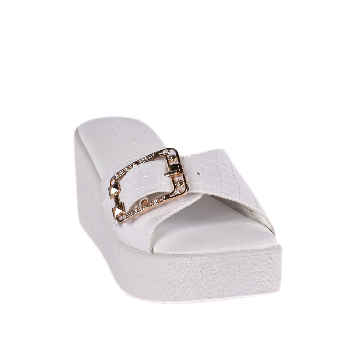 Slippers With Decorated Buckles White Melouk