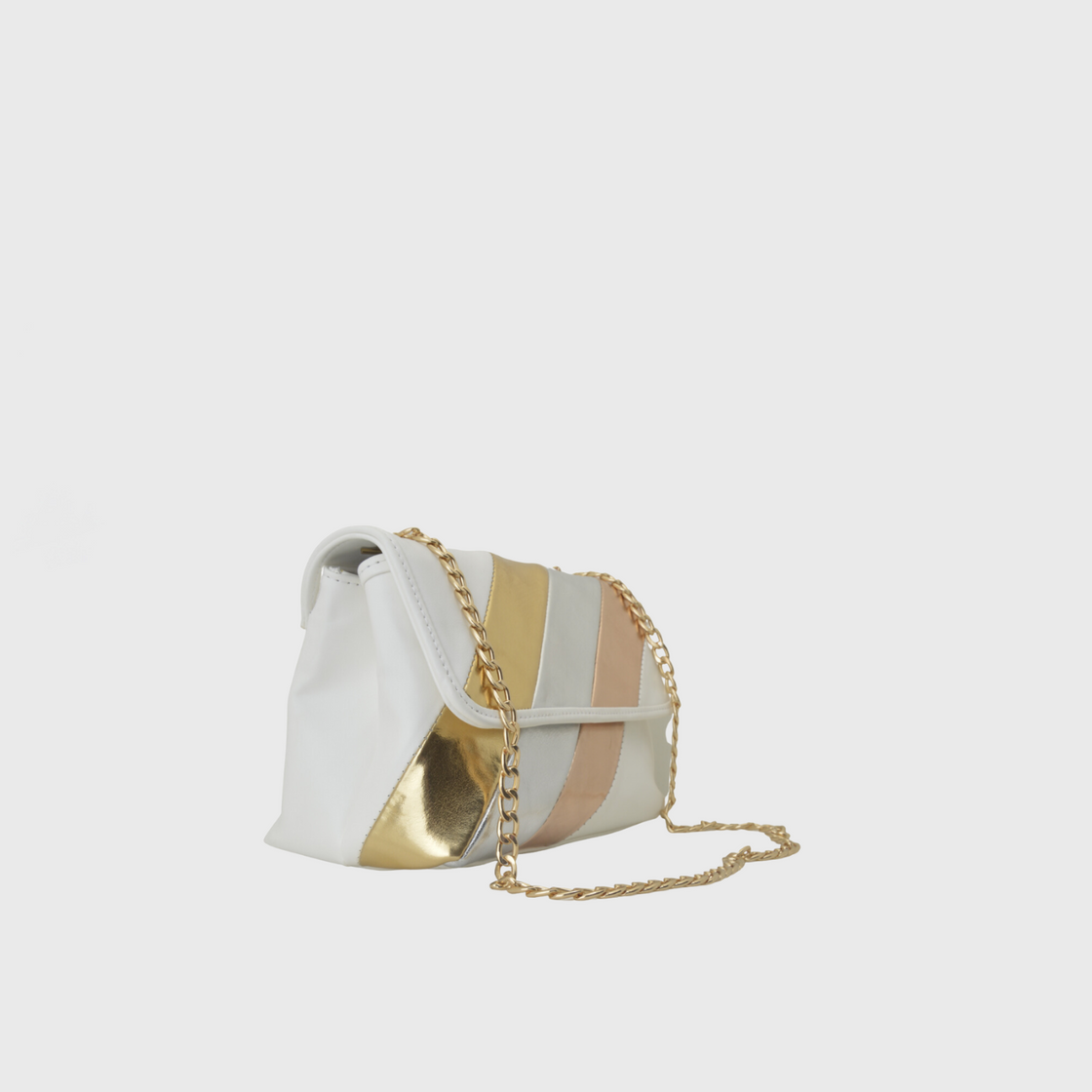 White Basic Leather Shoulder Bag