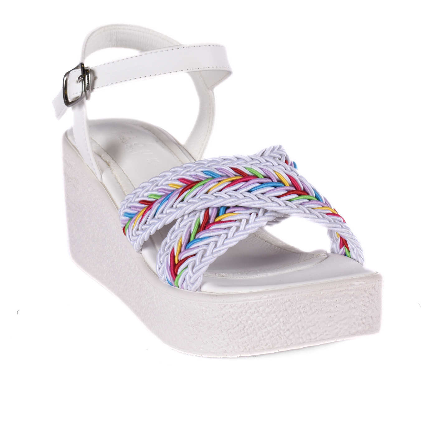Elegant Cross-Strap Sandal Featuring A Beautifully Embellished Strap White Melouk
