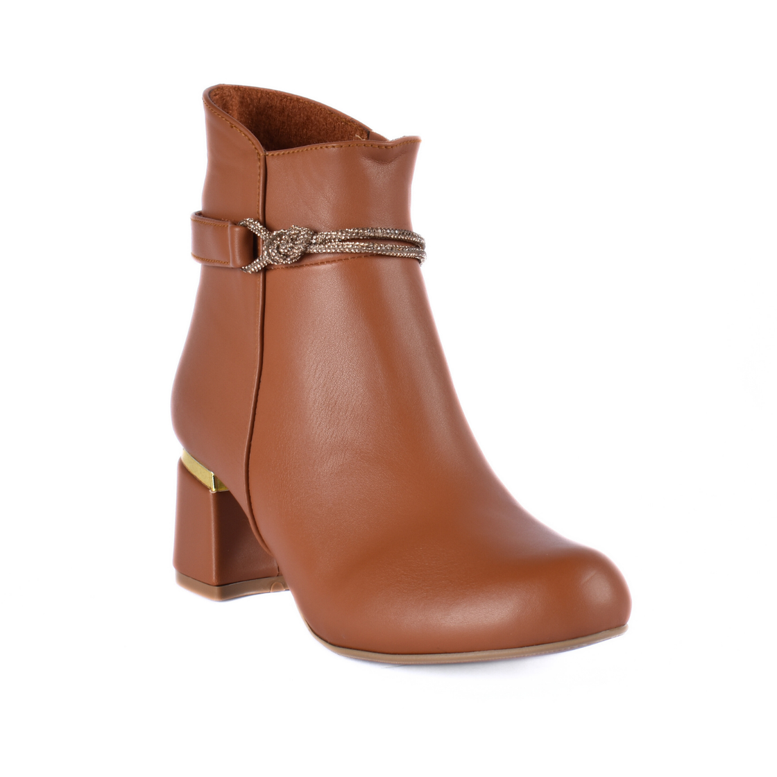 Simple Flat Leather Ankle Boot With Buckle