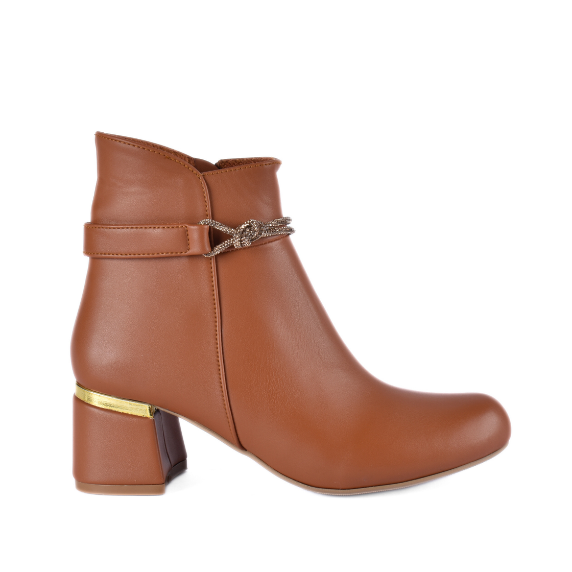 Simple Flat Leather Ankle Boot With Buckle