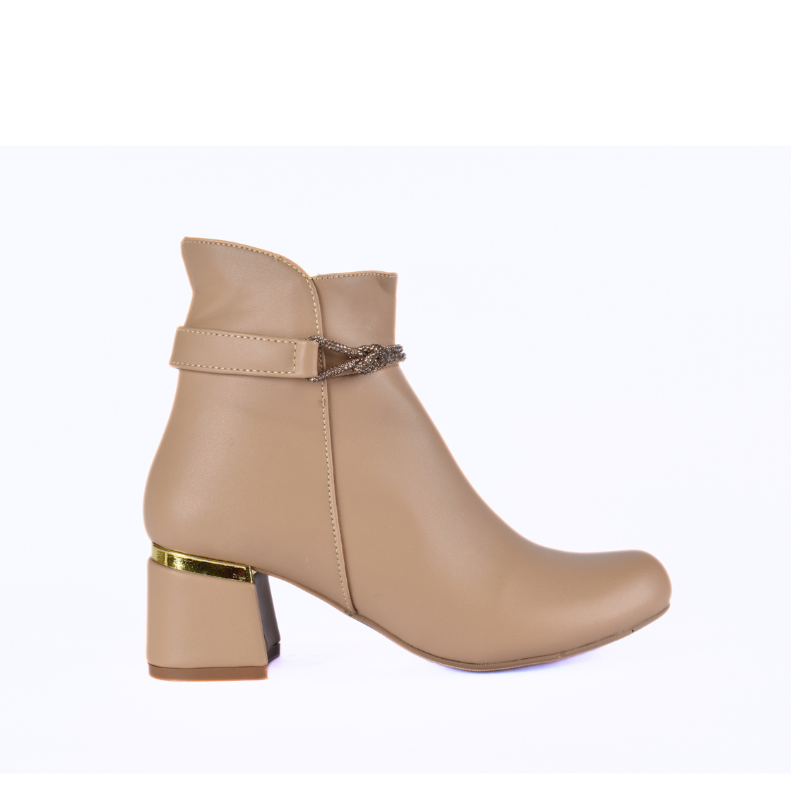 Simple Flat Leather Ankle Boot With Buckle