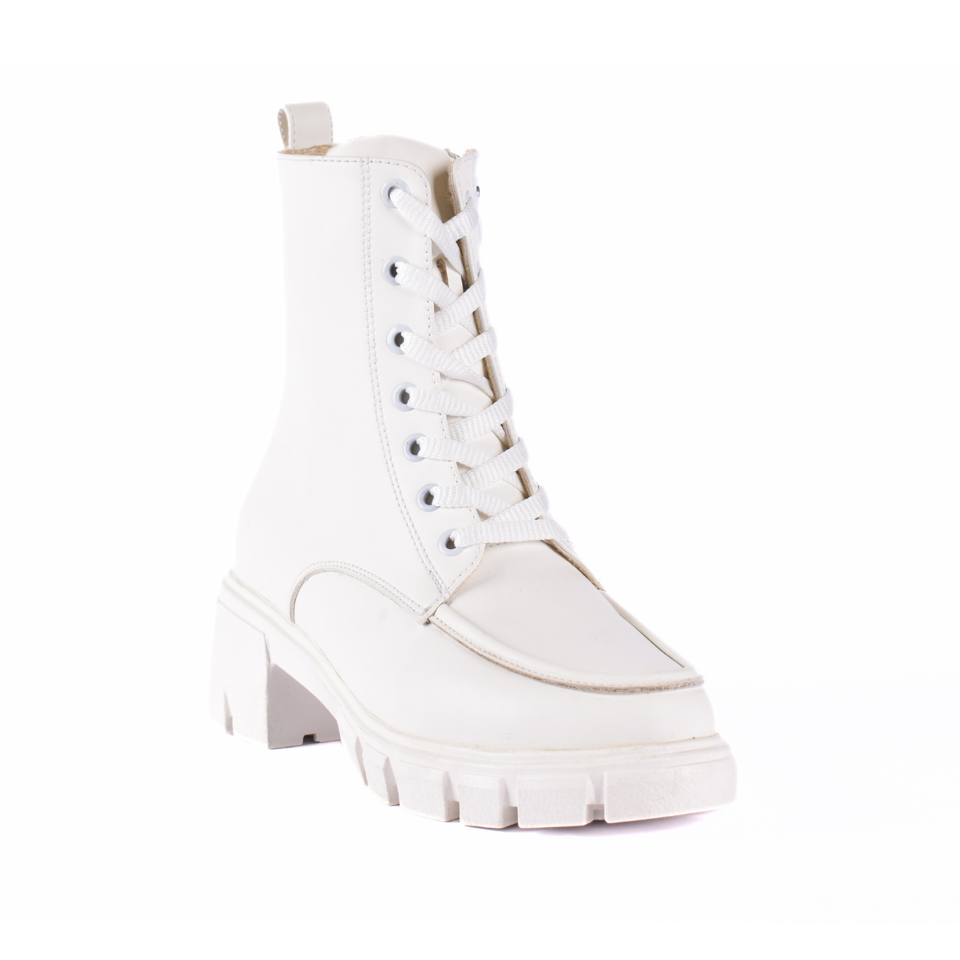 Simple Leather Half Boots White Melouk