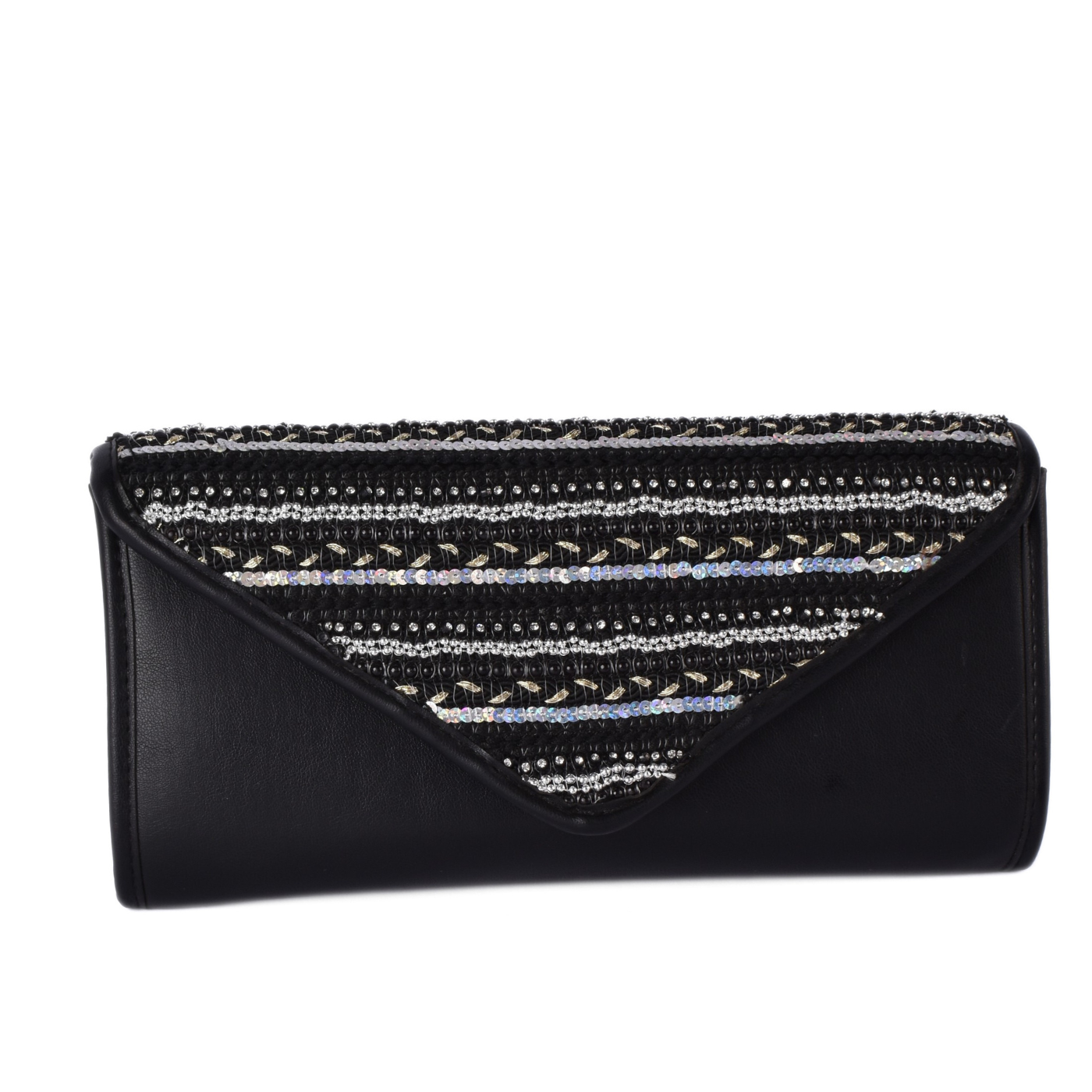 Mini Leather Clutch With Strass Black Melouk