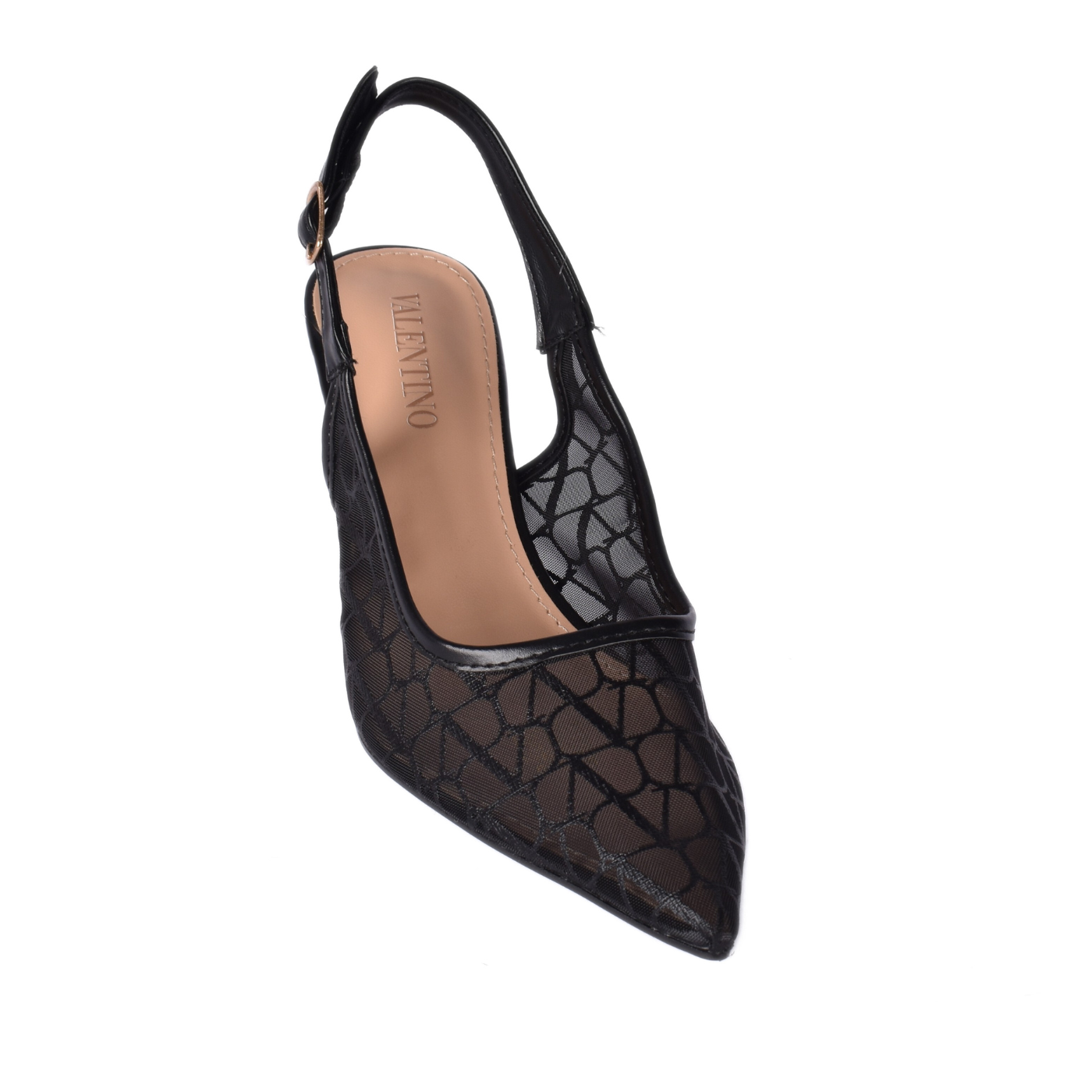 Mesh Slingback Heel With Pointed Toe Black Melouk
