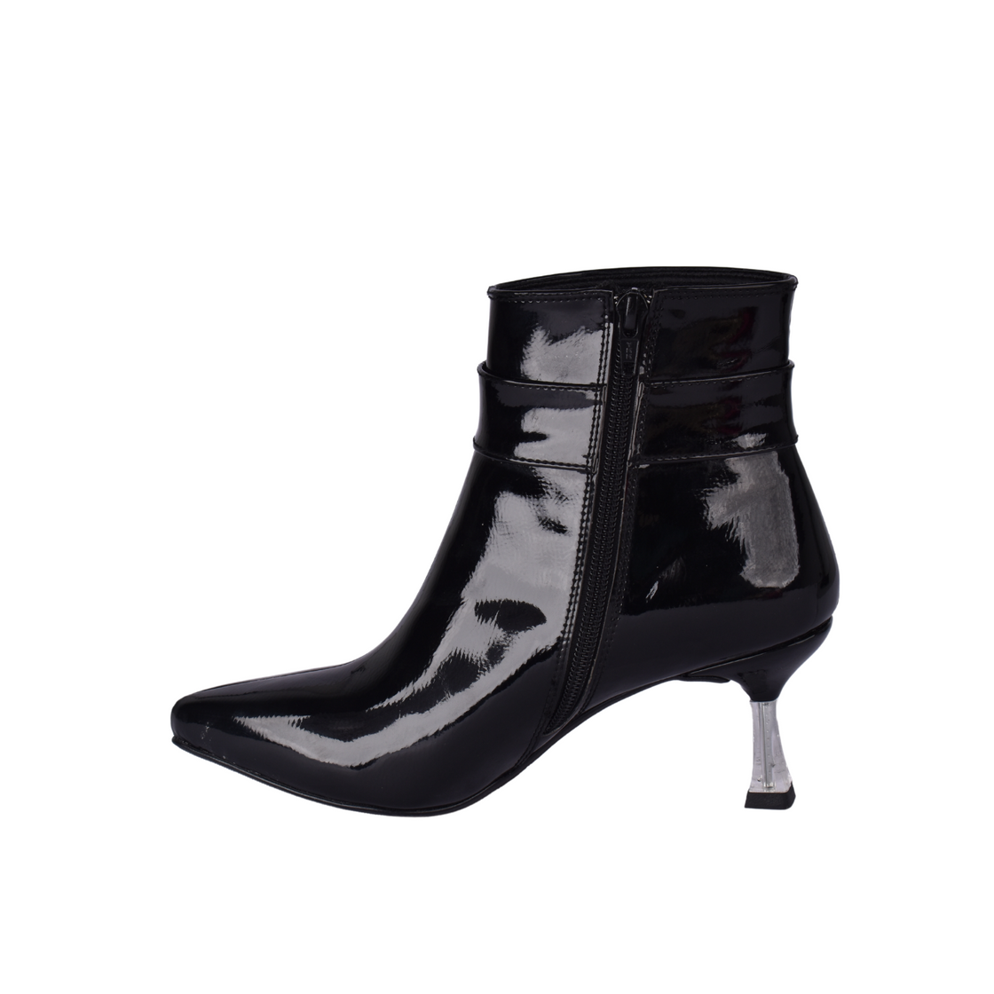 Pointed Leather Half Boot With Buckle