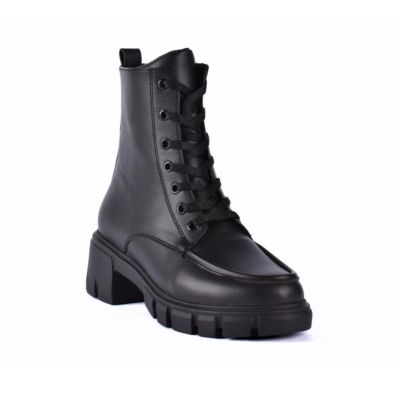 Simple Leather Half Boots Black Melouk