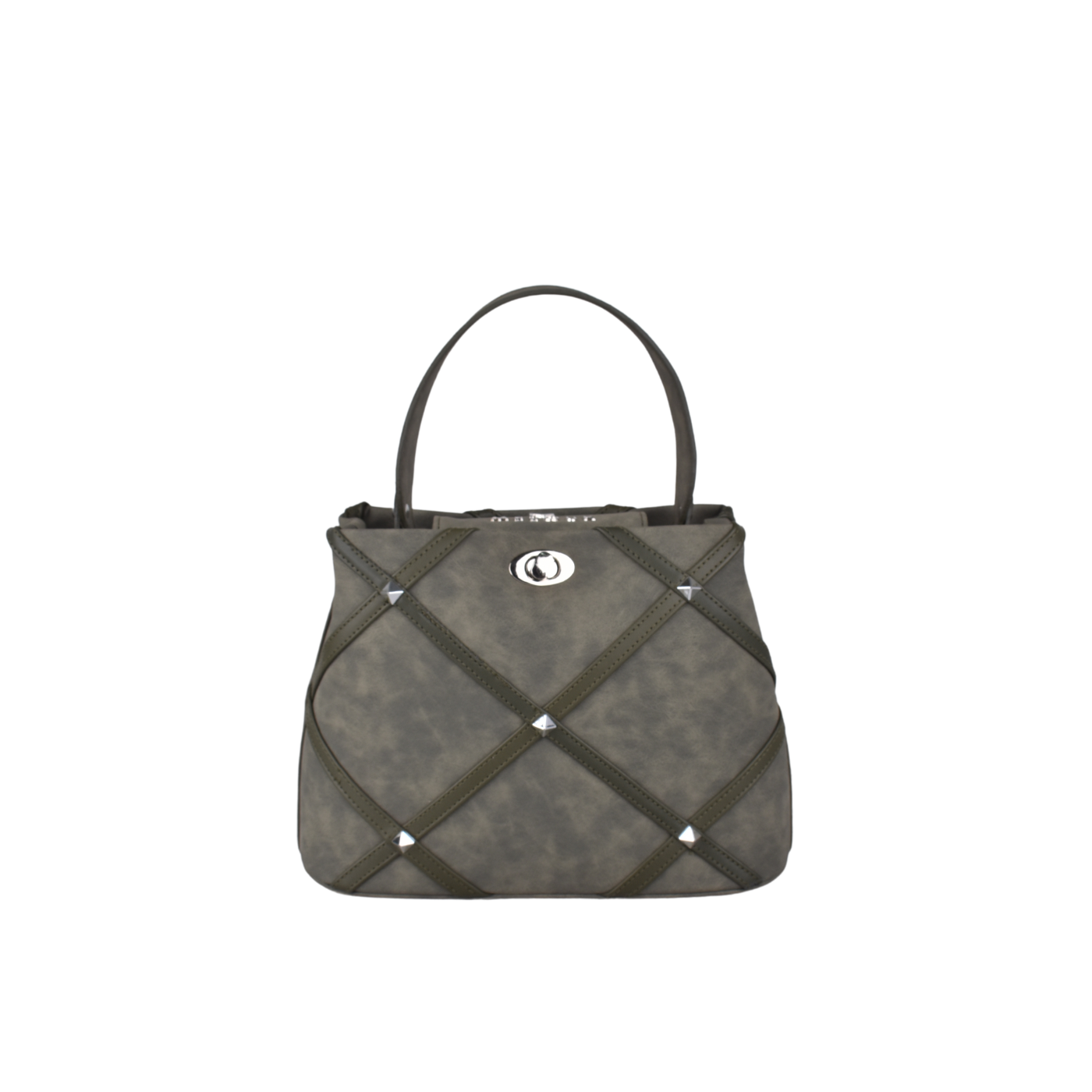 Embossed Leather Handbag with Studs