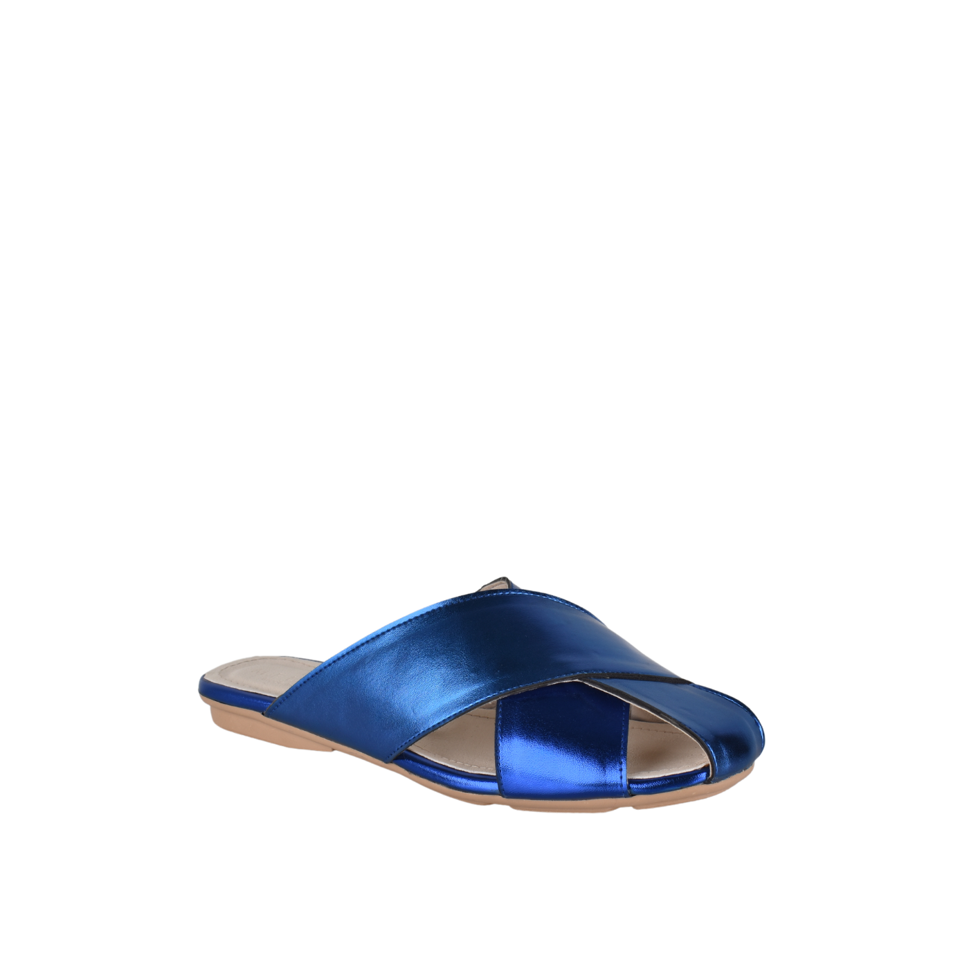 Slipper Flat Shiny With Cross Straps