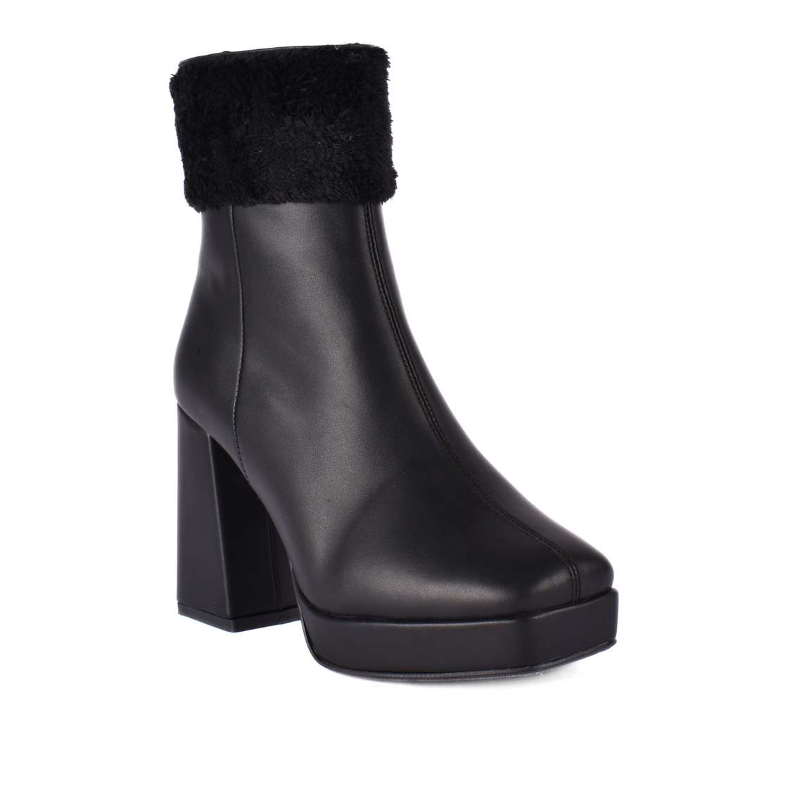 Simple Flat Leather Ankle Boot With Buckle