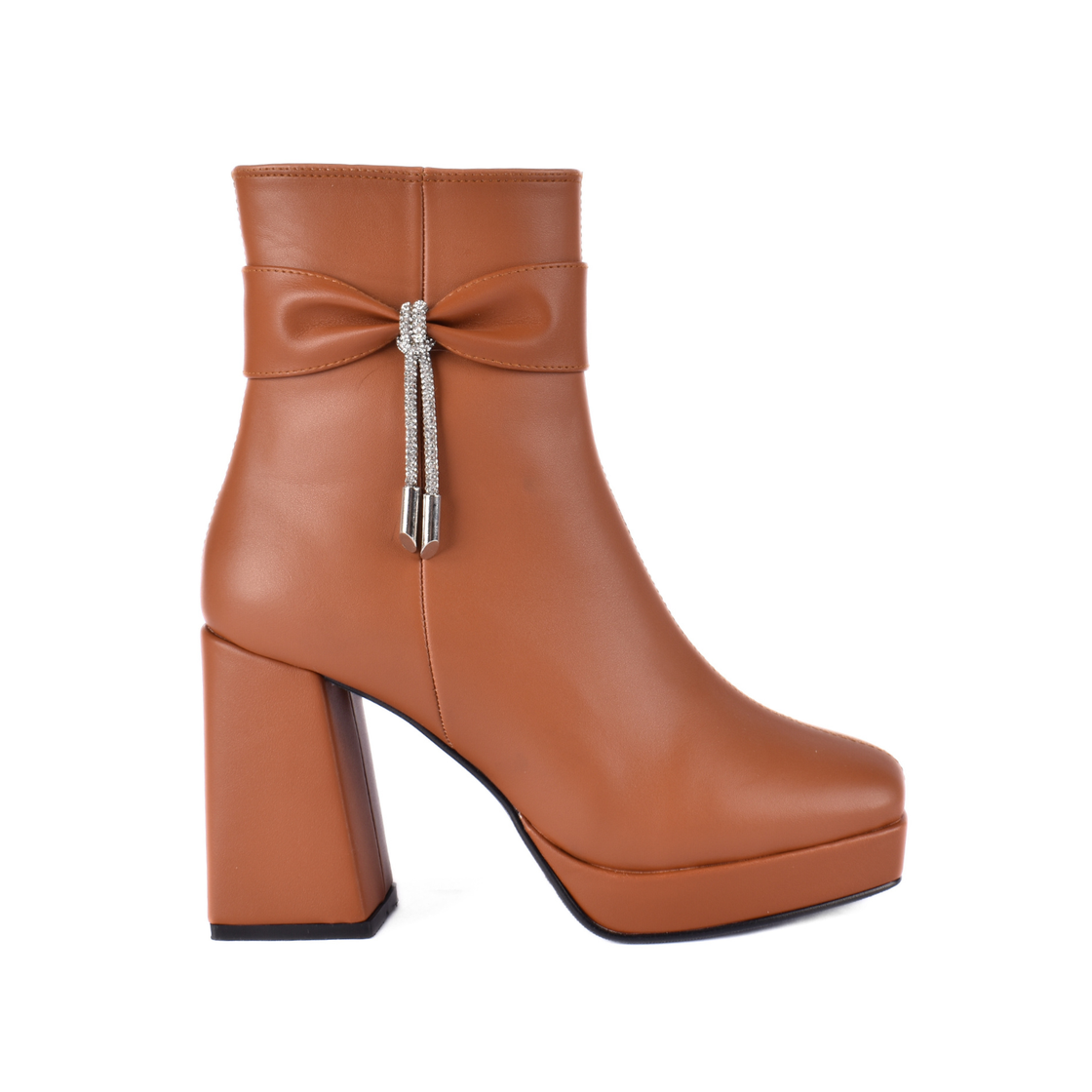 Simple Flat Leather Ankle Boot With Buckle