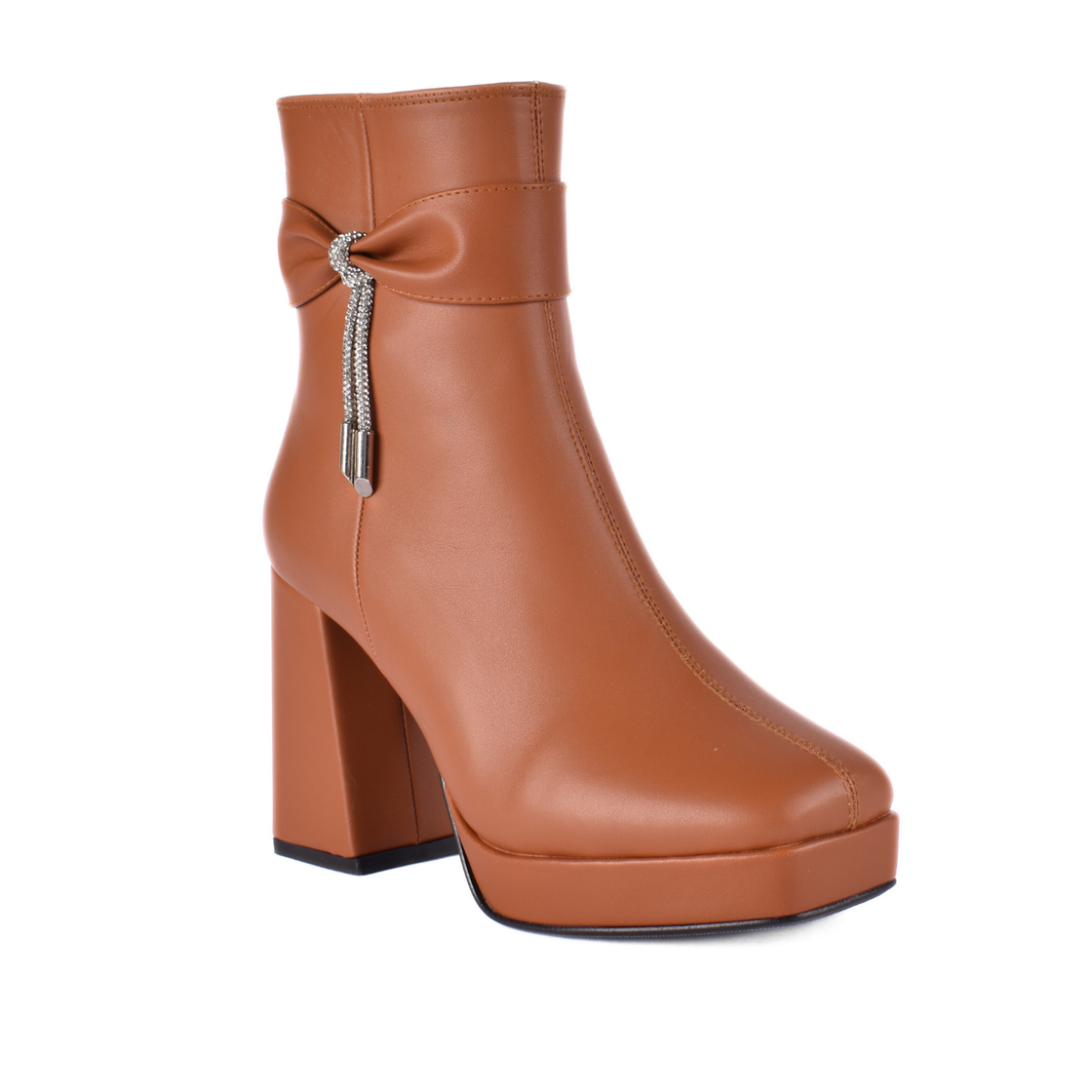 Simple Flat Leather Ankle Boot With Buckle