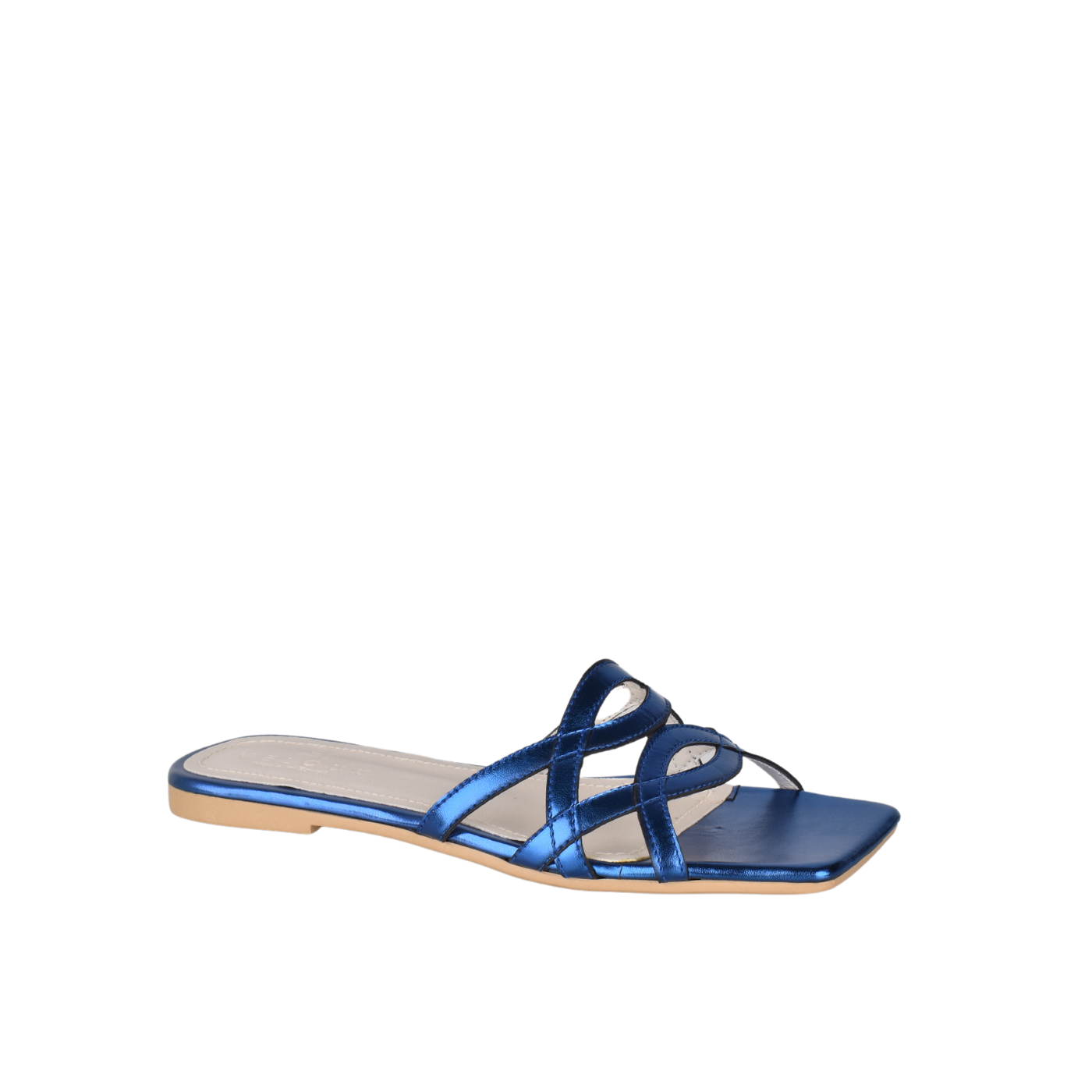 Slipper Flat Shiny With Cross Straps