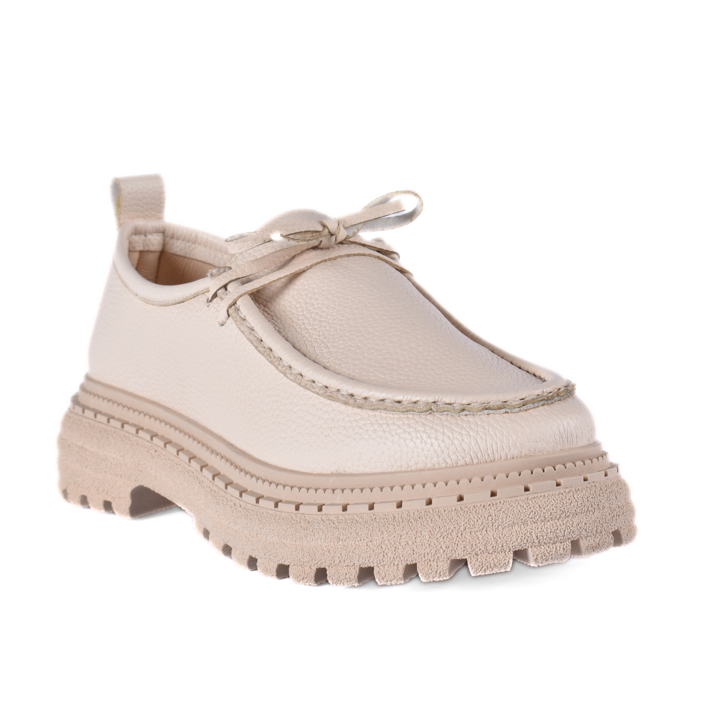 Elegant Leather Loafers Beige Melouk