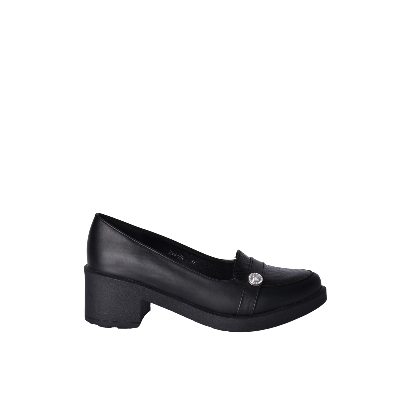 Leather Casual Loafer With Studs Black Melouk